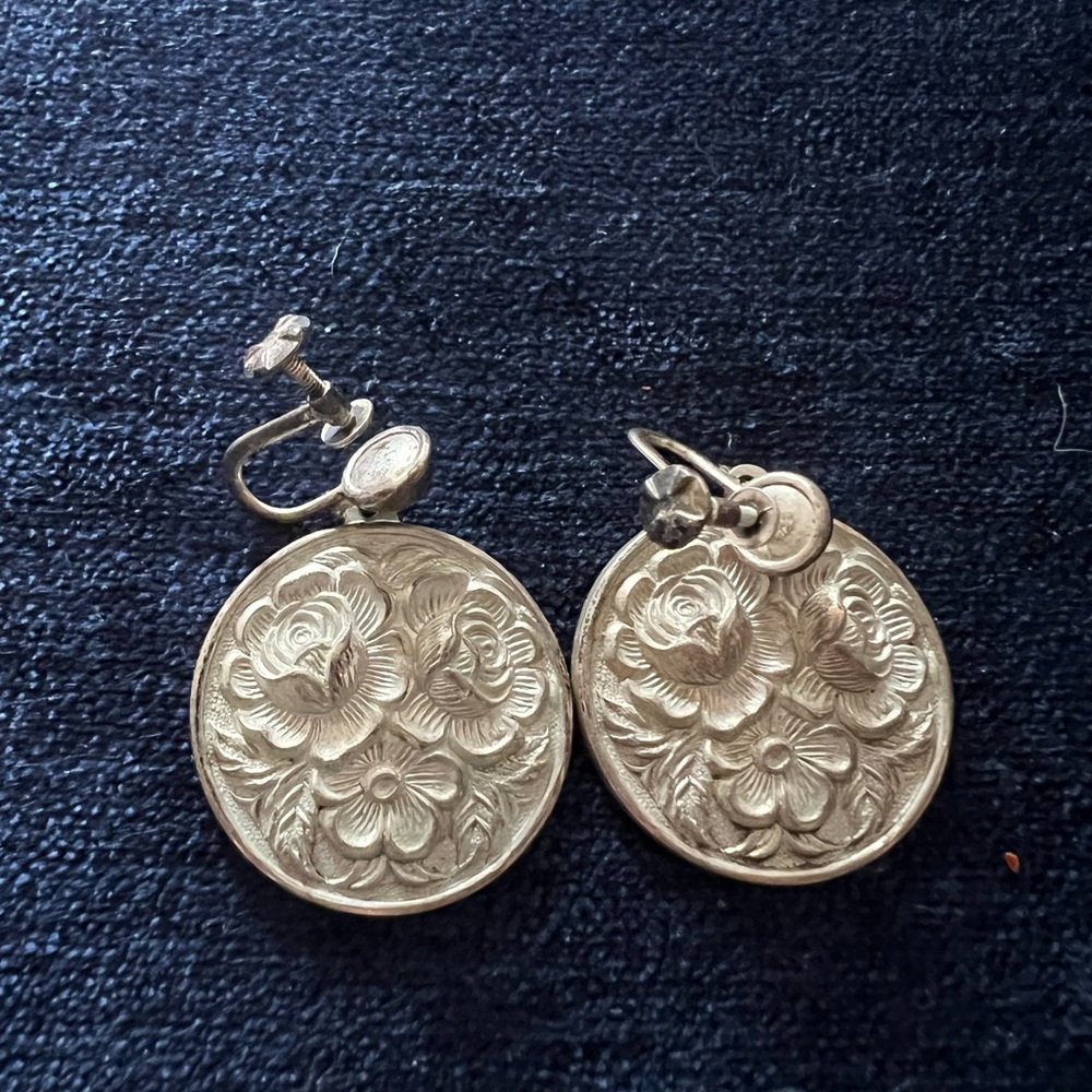 Vintage Silver Floral Earrings
